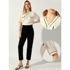 Allegra K Women's Contrast Color Sheer Short Sleeve V Neck Textured Blouse - 2 of 4