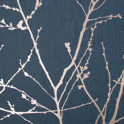 Navy and Copper Foil Floral Wallpaper