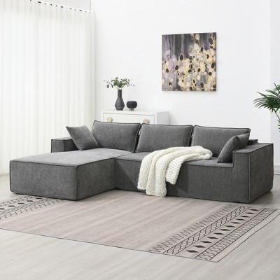 111.5"W Minimalist Modular Sectional Sofa, L-Shaped Convertible Sofa Couch Set 4S -ModernLuxe