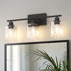 DORESshop Vintage Industrial 3-Light Vanity Light, Matte Black Finish, E26 Base, Non-Integrated, Clear Square Glass Shades, Bulbs Not Included - 2 of 4