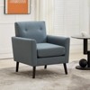 Mid-Century Accent Chairs,Modern Living Room Chairs w/Linen Fabric,Upholstered Fabric Accent Armchair,Sofa Chair With Wood Legs,Accent Chairs - 2 of 4