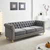 85''Modern Long Sofa,Velvet Couch,Upholstered Sofa With Arms And Golden Metal Legs,Luxury Comfy 3-Seater Couch,Living Room Sofa-Cuddlewood - 2 of 4