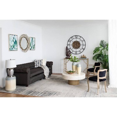 Green and White Acrylic Leaf Print Wall Art Set