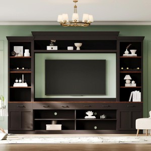 Bookshelf Farmhouse with Adjustable Shelves and Display Cabinets for Living Room 108in Wide - 3irtyhousy - 1 of 4