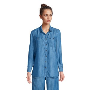 Lands' End Women's Indigo TENCEL™ Fiber Shirt - 1 of 4
