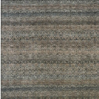 HomeRoots 9' X 12' Chocolate And Gray Striped Washable Indoor Outdoor Area Rug