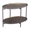 HomeRoots 26" Antiqued Bronze and Black Steel Oval Two Tier Coffee Table - 4 of 4