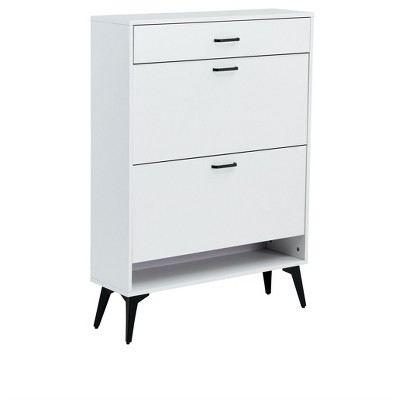 NicBex Storage Cabinet with 2 Flip Drawers and 1 Drawer,Shoe Rack Storage Organizer with Open Shelves for Closet Hallway Bedroom Entryway