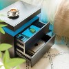 QingMoon Modern End Side with 2 Drawers, with LED Night Stand, Wood Drawers, for Bedroom - 4 of 4