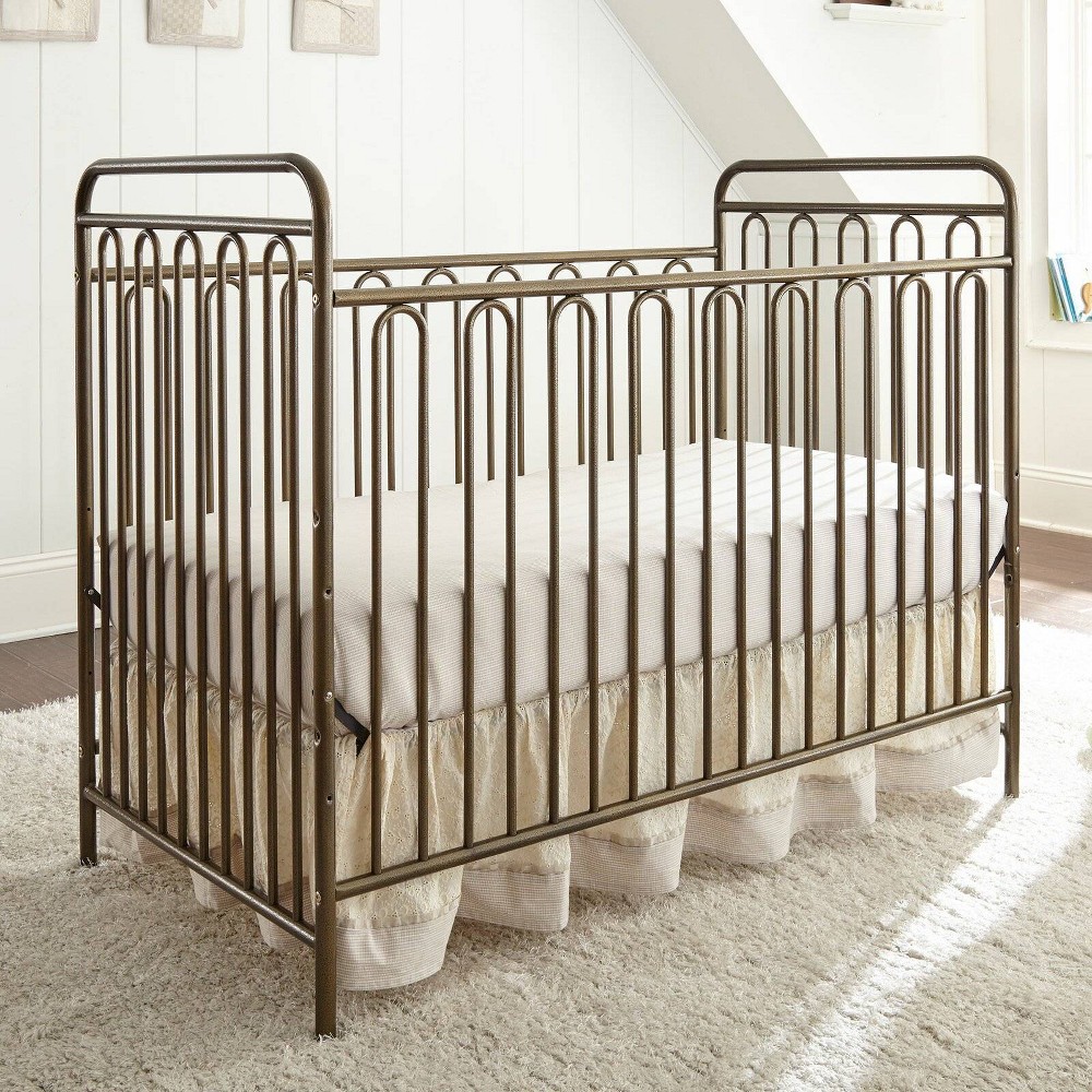 Photos - Kids Furniture L.A. Baby Trinity 3-in-1 Convertible Full Sized Metal Crib - Golden Nugget