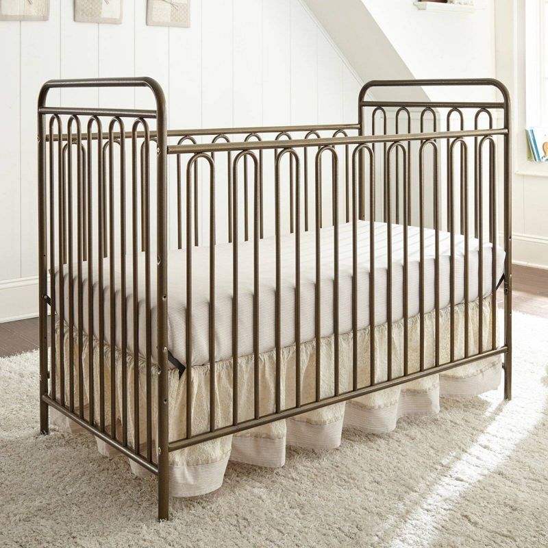 L.A. Baby Trinity 3-in-1 Convertible Full Sized Metal Crib - Golden Nugget, 1 of 6