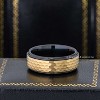 Jewelry Avalanche 8mm Stepped Black & Gold IP Hammered Tungsten Carbide Mens Wedding Band - 3 of 4