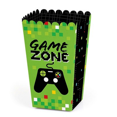 Big Dot of Happiness Game Zone - Pixel Video Game Party or Birthday Party Favor Popcorn Treat Boxes - Set of 12