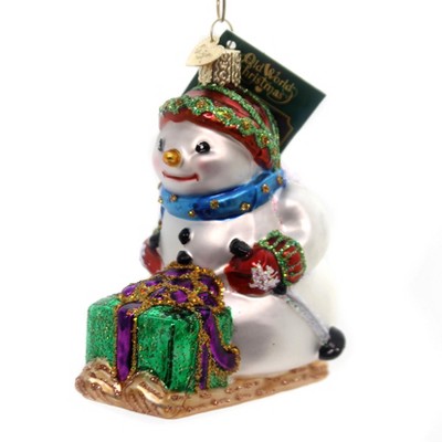 Old World Christmas Snowman On Skis Snowy Slopes  -  Tree Ornaments