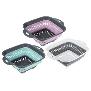 Unique Bargains Pasta Veggies Kitchen Collapsible Food Colander with Extendable Handle 3 Pcs - 1 of 4