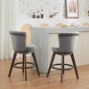 Sapphtopaz Retro Bar Stools Set of 2 with Button Tufted & Nailhead Trim Upholstered Wood Legs Swivel Barstools with Footrest for Kitchen Island - 4 of 4