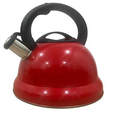 Luminuxe 3 QT Whistling Tea Kettle, Stainless Steel Stove Top Kettle with Cool-Touch Handle, Durable, Fast Boil Tea Pot for Gas or Electric Stove