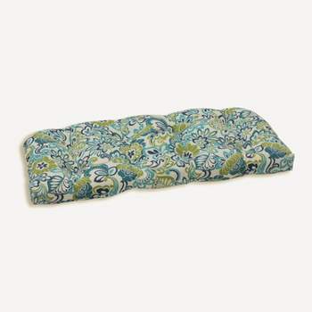 Zoe Mallard Outdoor Wicker Loveseat Cushion Blue - Pillow Perfect