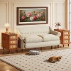 Tribesigns End Table with 3 Drawers, Solid Wood Sofa Side Table with Rattan Front, Narrow Nightstand for Living Room, Bedroom, Brown - 2 of 4