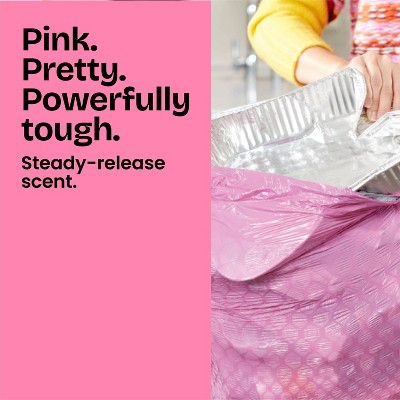 Glad ForceFlex MaxStrength Tall Kitchen Drawstring Pink Trash Bags - Cherry Blossom - 13gal/45ct