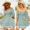 EXLURA Women's Lantern Sleeve Tie Back Summer Dress Ruffled Off Shoulder A-Line Vintage Mini Dress - 3 of 4