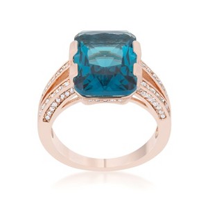 Slickblue Dazzling 8.6ct Emerald-Cut Aqua/Amethyst CZ Cocktail Ring, Stylish Design with Clear Accents, Sizes 5-10 - 1 of 4