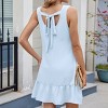 Summer Mini Dress Tank Shift Dress Back Tie Sundress with Flounce Hem U Neck Sleeveless A-line Sundress Flowy Beach Dress - 2 of 4