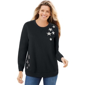 Woman Within Printed Sweatshirt - 1 of 4