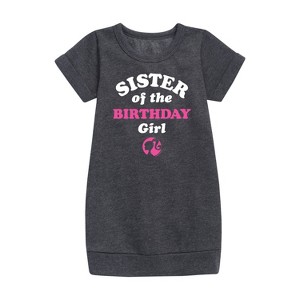 - Barbie - Sister of The Birthday Girl Graphic Short Sleeve Fleece Dress - 1 of 3