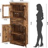 Tall Bathroom Storage Cabinet with 2 Barn Doors and 1 Drawer Adjustable Shelf, Freestanding Floor Pantry Cabinet for Kitchen, Living Room - 2 of 4
