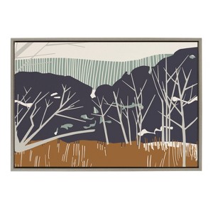 23" x 33" Sylvie Daily Walk Marsh Horizontal by Hannah Beisang Framed Wall Canvas Gray - Kate & Laurel All Things Decor - 1 of 4