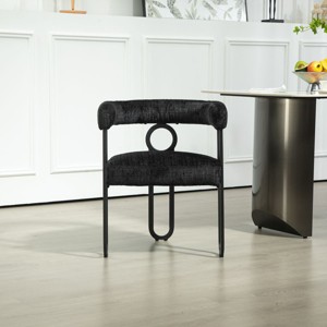 Dining Chair for Sale, Modern Chenille Fabric Upholstered Barrel Dining Chair Side Chair with Three Legs,Kitchen Island Chair-Cuddlewood - 1 of 4