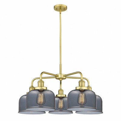 Bell - 5 Light Stem Hung Chandelier In Art Deco Style-14.75 Inches Tall and 26 Inches Wide