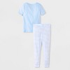 Toddler Girls' 4pc Hot Wheels Cotton Pajama Set - Blue/Tan 2T - 2 of 4