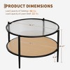 2-Tier Rattan Coffee Table - with Tempered Glass Top, Farmhouse Water-Wave Glass, Metal Boho Tea Center Table, Decor for Living Room Office Home - 3 of 4