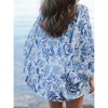 Shiraleah Blue and White Puff Sleeve Swim Cover-Up - 4 of 4
