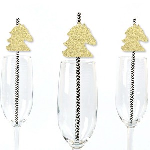 Big Dot of Happiness Gold Glitter Horse Party Straws - No-Mess Real Glitter Cut-Outs & Decor Kentucky Horse Derby Race Party Paper Straws - Set of 24 - 1 of 4