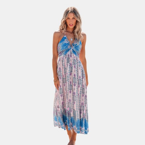 Women's Boho Sleeveless Halter Maxi Dress - Cupshe : Target