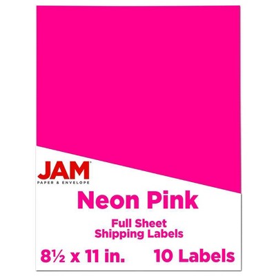 JAM Paper Shipping Labels 8.5" X 11" 10ct - Neon Pink