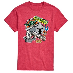 Men's - Star Wars - The Mandalorian Mando Grogu Stickers Short Sleeve Graphic T-Shirt - 1 of 4