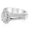 Pompeii3 1.75Ct Diamond & Oval Moissanite Engagement Wedding Ring Set 14k White Gold - 3 of 4