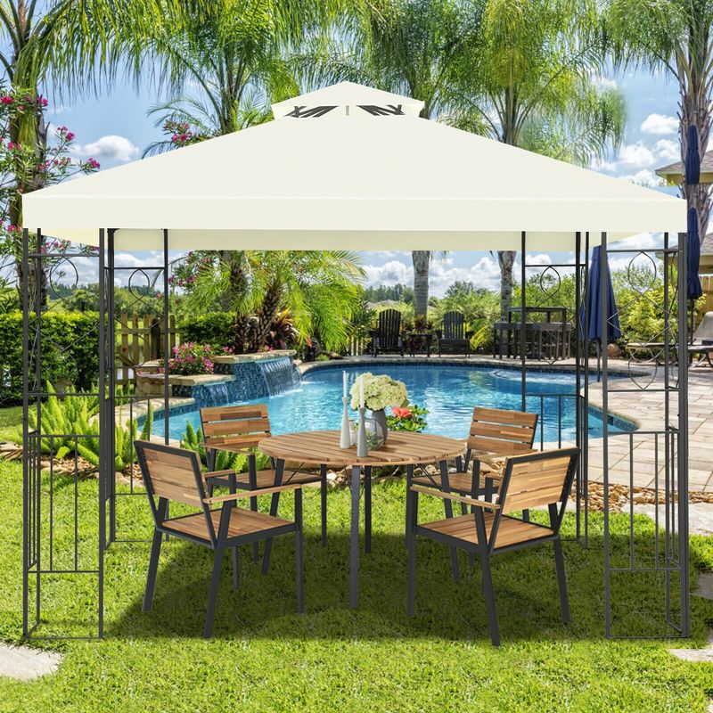 Costway 2 Tier 10'x10' Patio Gazebo Canopy Tent Steel Frame Shelter Awning, 3 of 8