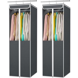 2 Pack 54" Dark Grey Hanging Garment Bags, Premium Storage with Clear Window for Suits & Dresses - 1 of 4