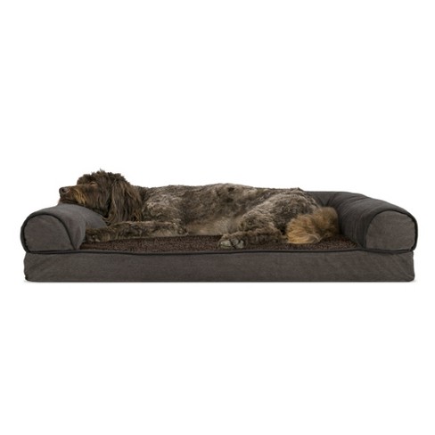 FurHaven Faux Fleece & Chenille Soft Woven Memory Sofa Dog Bed