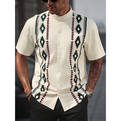 TIME HOLLOW Graphic Print Short Sleeve Shirt - Stylish And Comfortable