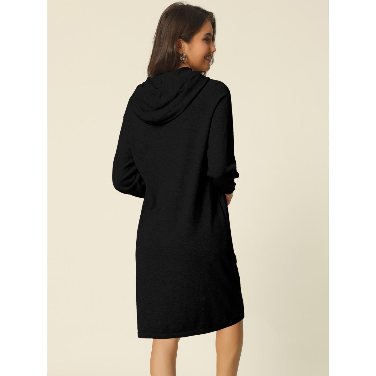 Женские платья INSPIRE CHIC Womens' Casual Pullover Sweatshirt Long Sleeve Hoodie Dress with Pockets Medium Black — фото 4