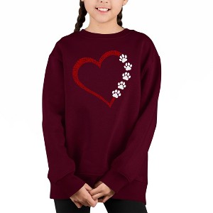 LA Pop Art Meow Heart - Girl's Word Art Crewneck Sweatshirt - 1 of 4