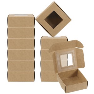 Unique Bargains PVC Window Design Sturdy Construction Paper Soap Box 2.6 x 2.6 x 1.2 Inch Brown 30 Pcs - 1 of 4