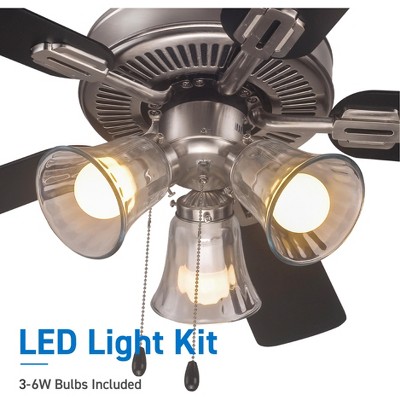 42'' Brushed Nickel Ceiling Fan with Reversible Blades and LED Lights
