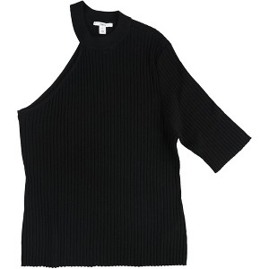 bar III Womens One-Shoulder Pullover Sweater, Black, Large - 1 of 2